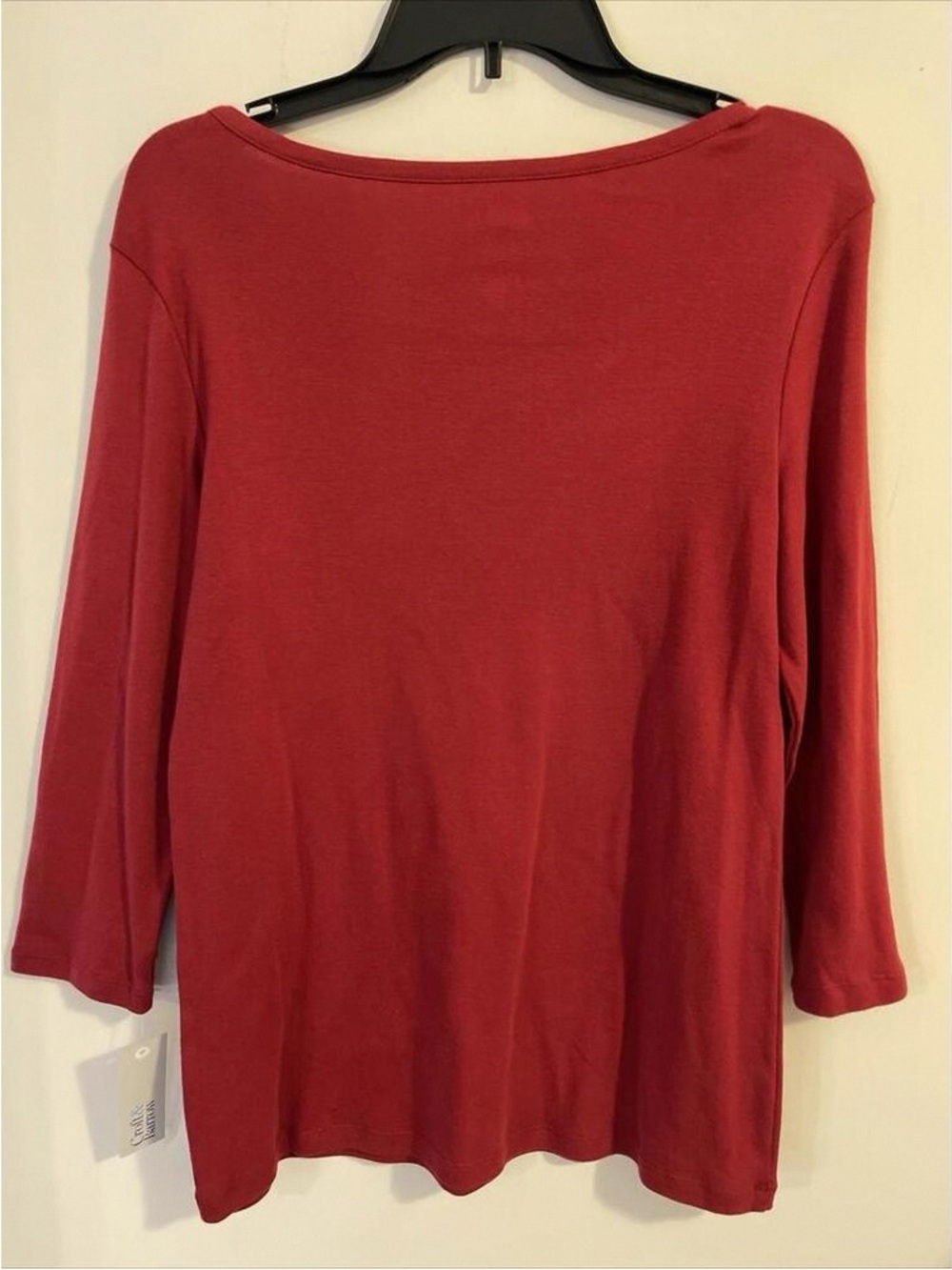 Women's Long Sleeve Boatneck Tee in Rust Red